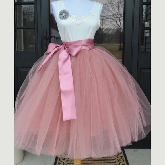 Dusty rose mauve midi tulle skirt tutu - Picture 2 of 2
